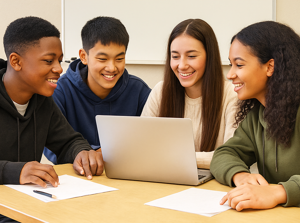 Teenagers learning with AI